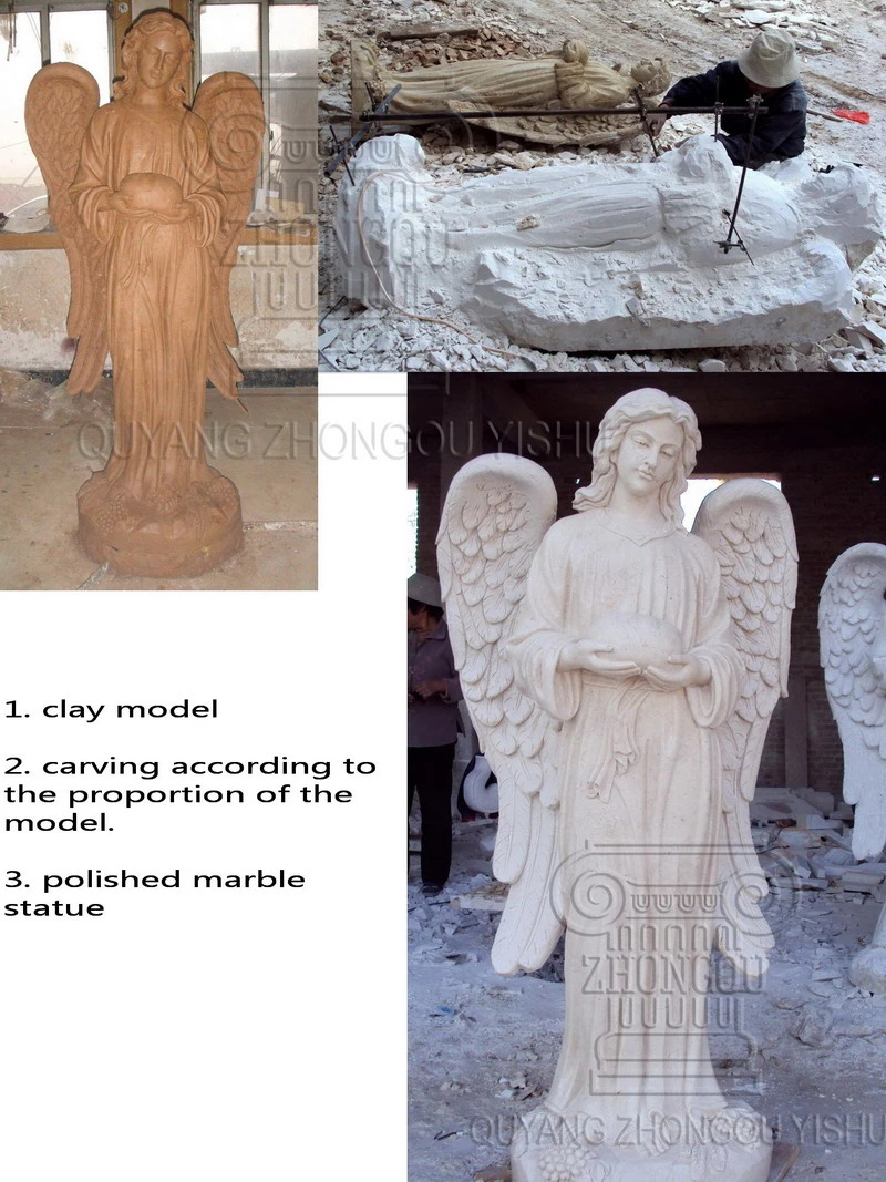 Marble Stone Statue of Beautiful Angel for Garden Decoration and Graveyard Sculpture